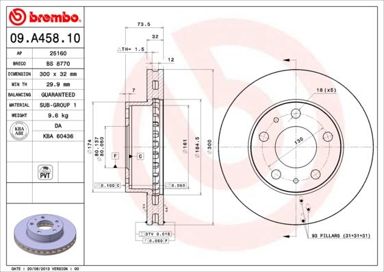 Brembo 09.A458.10 - Тормозной диск unicars.by