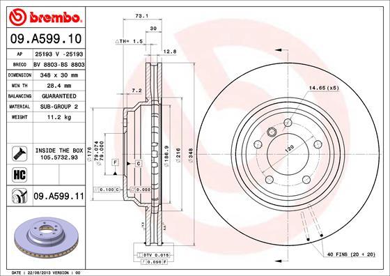 Brembo 09.A599.11 - Тормозной диск unicars.by