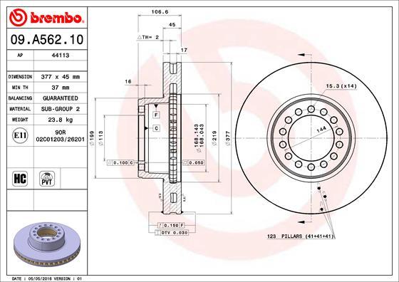 Brembo 09.A562.10 - Тормозной диск unicars.by