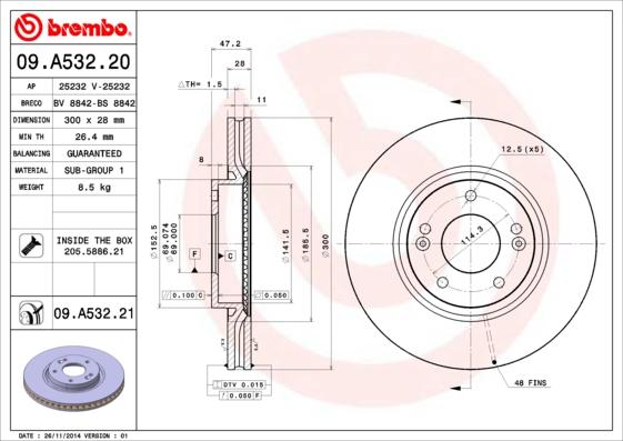 Brembo 09.A532.21 - Тормозной диск unicars.by