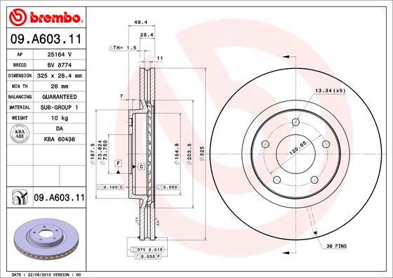 Brembo 09.A603.11 - Тормозной диск unicars.by