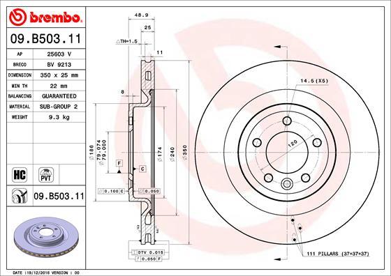 Brembo 09.B503.11 - Тормозной диск unicars.by