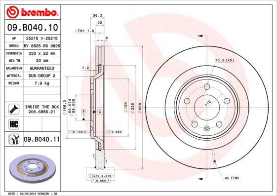 Brembo 09.B040.11 - Тормозной диск unicars.by