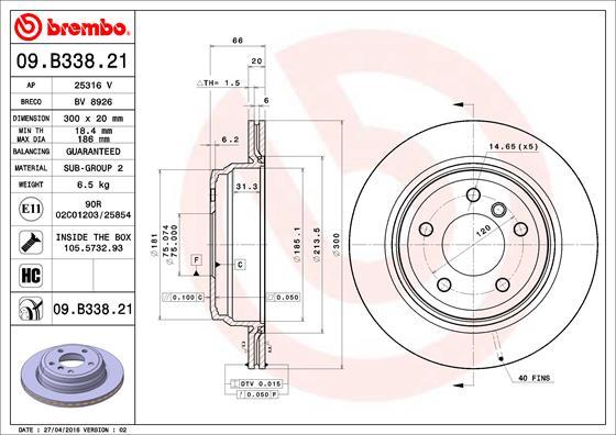 Brembo 09.B338.21 - Тормозной диск unicars.by