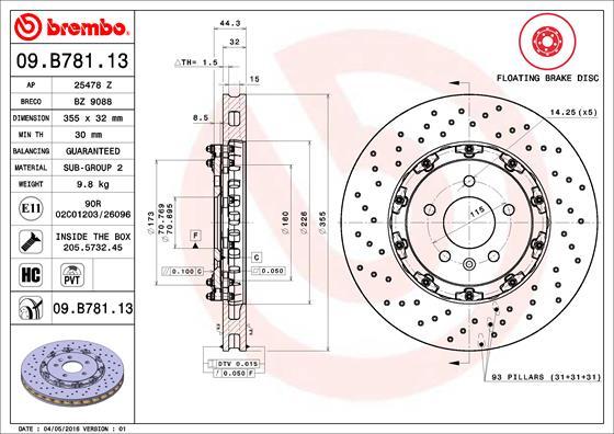 Brembo 09.B781.13 - Тормозной диск unicars.by