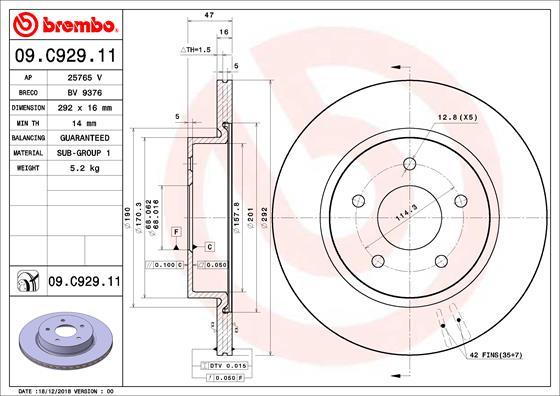 Brembo 09.C929.11 - Тормозной диск unicars.by