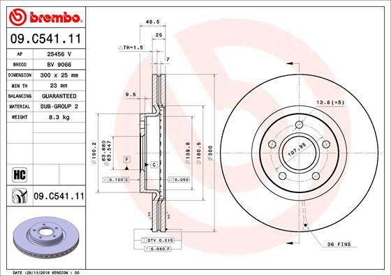 Brembo 09.C541.11 - Тормозной диск unicars.by