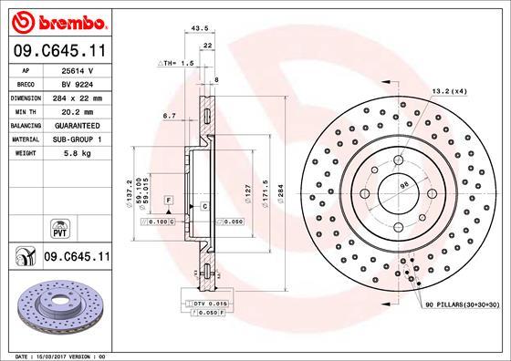 Brembo 09.C645.11 - Тормозной диск unicars.by