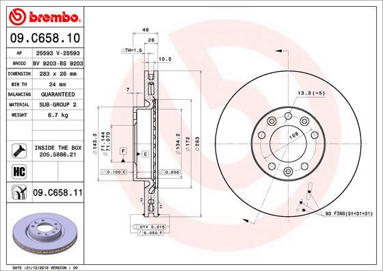 Brembo 09.C658.11 - Тормозной диск unicars.by