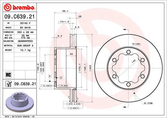 Brembo 09.C639.21 - Тормозной диск unicars.by