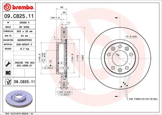 Brembo 09.C825.11 - Тормозной диск unicars.by