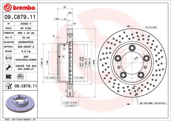 Brembo 09.C879.11 - Тормозной диск unicars.by