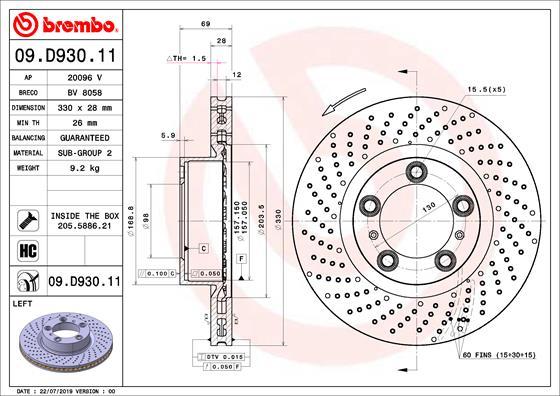 Brembo 09.D930.11 - Тормозной диск unicars.by