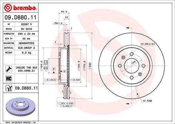 Brembo 09.D880.11 - Тормозной диск unicars.by