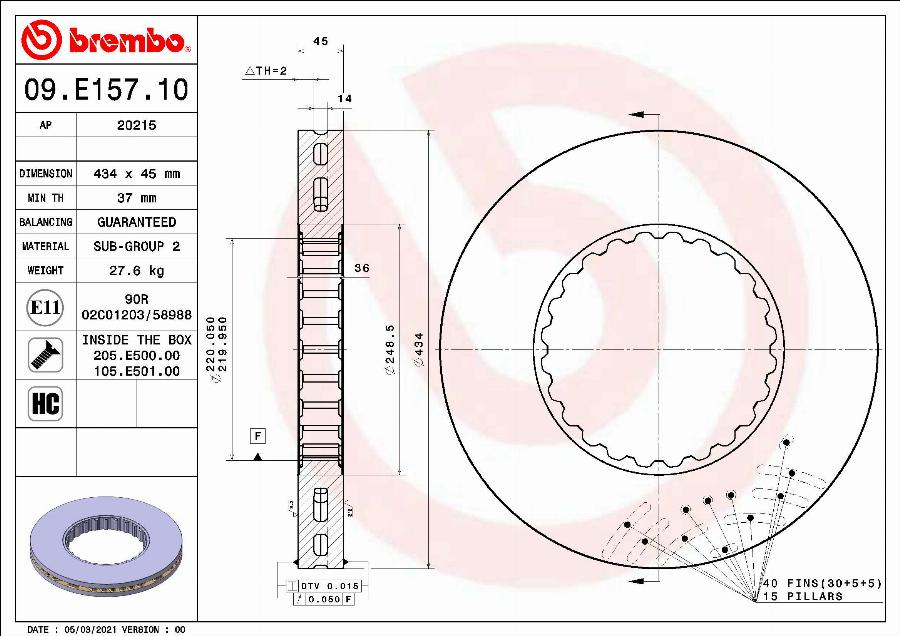 Brembo 09.E157.10 - Тормозной диск unicars.by