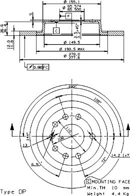 Brembo 08.9511.11 - Тормозной диск unicars.by