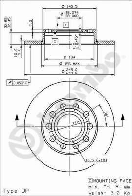 Brembo 08.9136.11 - Тормозной диск unicars.by