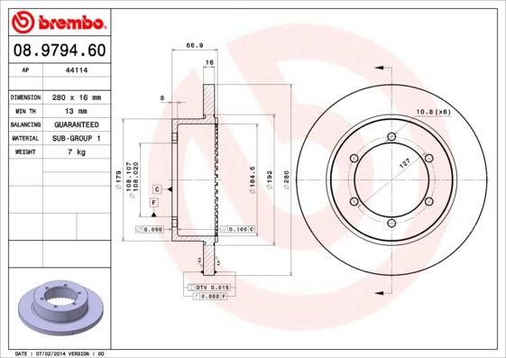 Brembo 08.9794.60 - Тормозной диск unicars.by