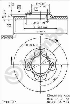 Brembo 08.4436.10 - Тормозной диск unicars.by