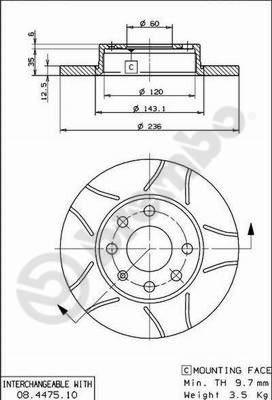 Brembo 08.4475.75 - Тормозной диск unicars.by