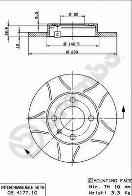 Brembo 08.4177.75 - Тормозной диск unicars.by