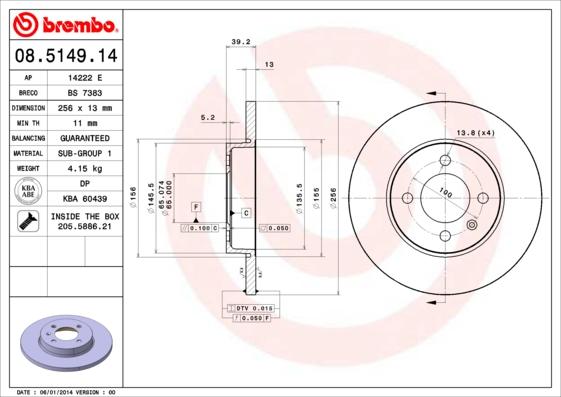 Brembo 08.5149.14 - Тормозной диск unicars.by