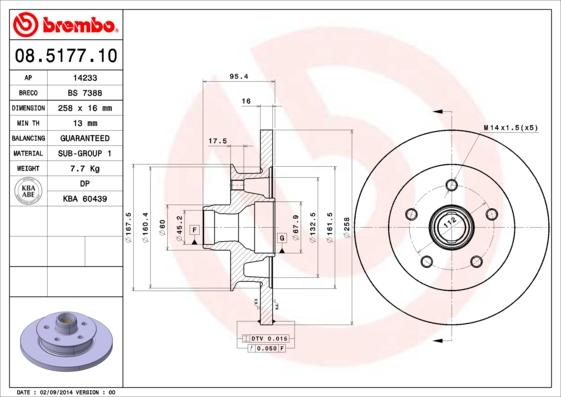 Brembo 08.5177.10 - Тормозной диск unicars.by