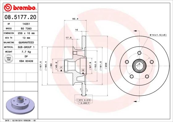 Brembo 08.5177.20 - Тормозной диск unicars.by