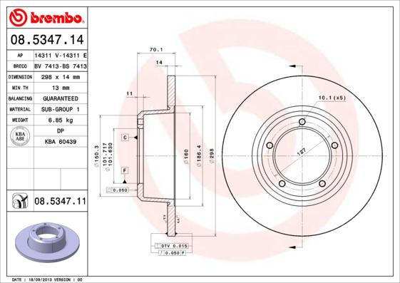 Brembo 08.5347.11 - Тормозной диск unicars.by