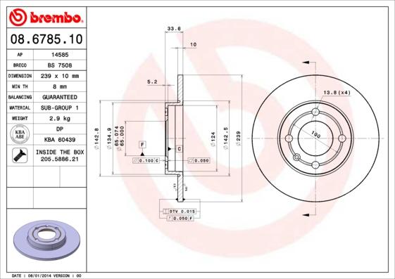 Brembo 08.6785.10 - Тормозной диск unicars.by