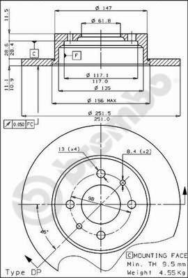 Brembo 08.3449.10 - Тормозной диск unicars.by