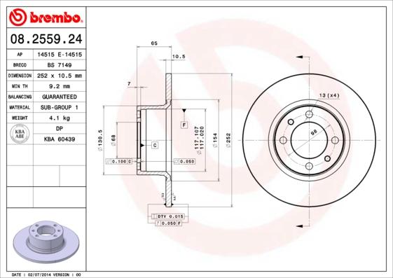 Brembo 08.2559.24 - Тормозной диск unicars.by