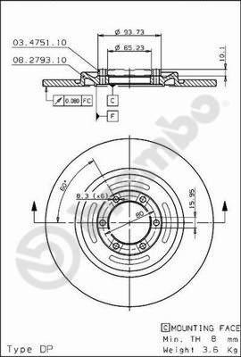 Brembo 08.2793.20 - Тормозной диск unicars.by