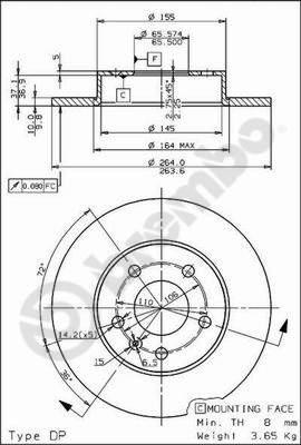 Brembo 08.7627.75 - Тормозной диск unicars.by