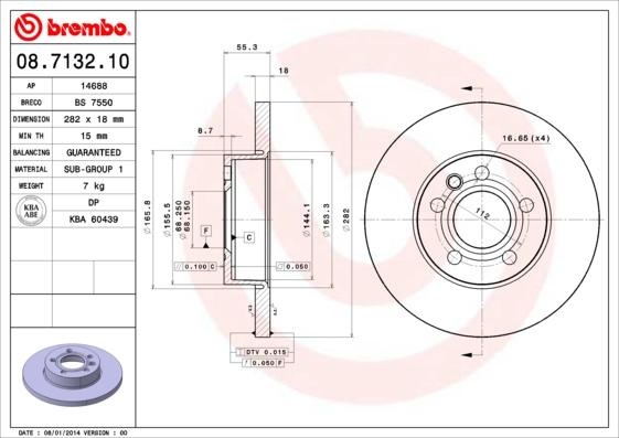 Brembo 08.7132.10 - Тормозной диск unicars.by