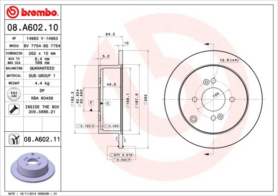 Brembo 08.A602.10 - Тормозной диск unicars.by