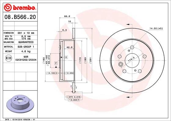 Brembo 08.B566.21 - Тормозной диск unicars.by