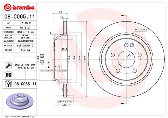 Brembo 08.C065.11 - Тормозной диск unicars.by