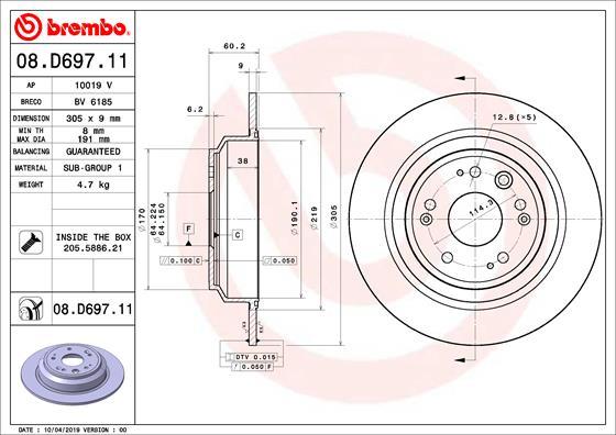 Brembo 08.D697.11 - Тормозной диск unicars.by