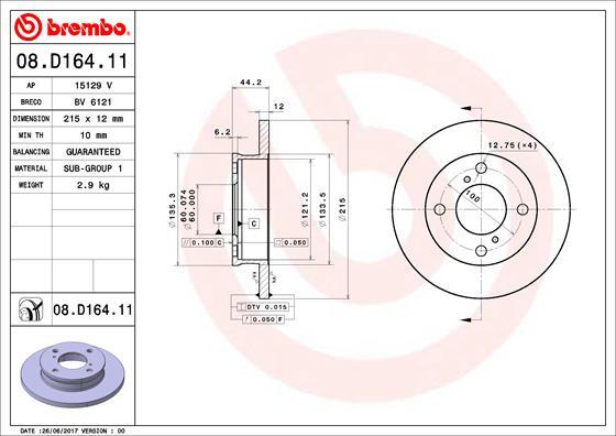 Brembo 08.D164.11 - Тормозной диск unicars.by