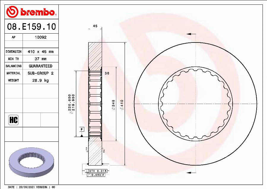 Brembo 08.E159.10 - Тормозной диск unicars.by