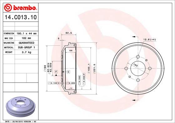 Brembo 14.C013.10 - Тормозной барабан unicars.by