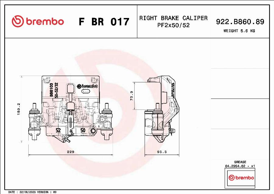 Brembo F BR 017 - Тормозной суппорт unicars.by