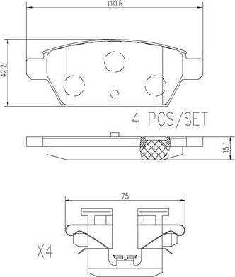 Brembo P49051N - Тормозные колодки, дисковые, комплект unicars.by