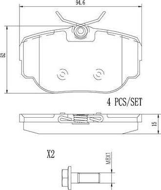 Brembo P44009N - Тормозные колодки, дисковые, комплект unicars.by