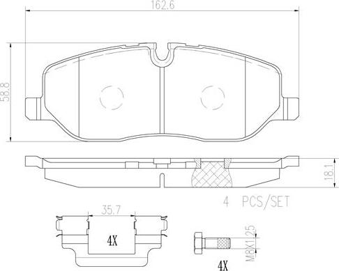 Brembo P44014N - Тормозные колодки, дисковые, комплект unicars.by