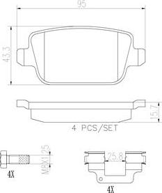 Brembo P44016N - Тормозные колодки, дисковые, комплект unicars.by