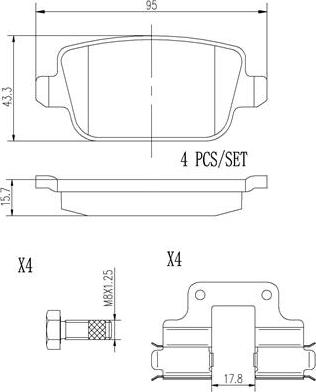 Brembo P44017N - Тормозные колодки, дисковые, комплект unicars.by