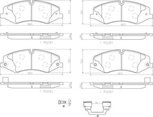 Brembo P44022N - Тормозные колодки, дисковые, комплект unicars.by