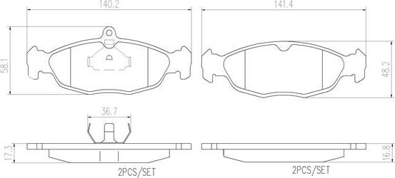 Brembo P59011N - Тормозные колодки, дисковые, комплект unicars.by